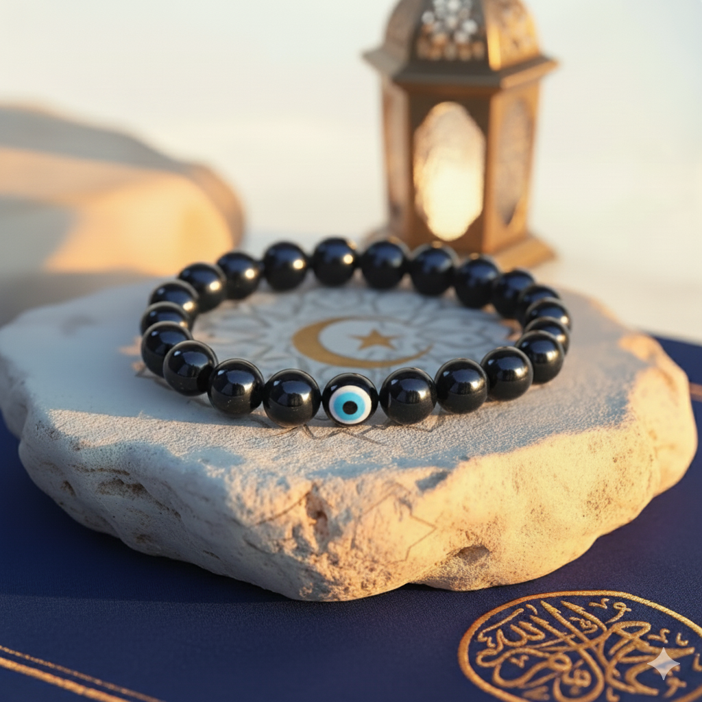 Evil Eye Bracelet with Black Obsidian