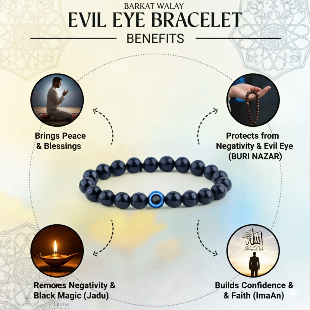 Evil Eye Bracelet with Black Obsidian